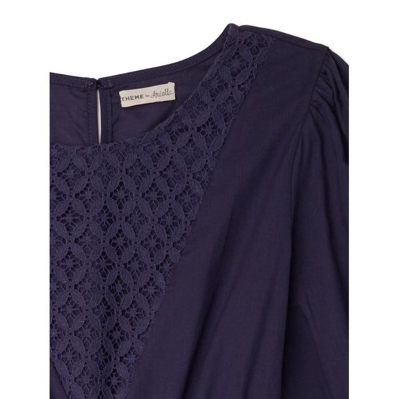 New Girl's Size Large 10 School Dress outfit Navy Dark Blue lace 100% cotton New - Picture 7 of 9